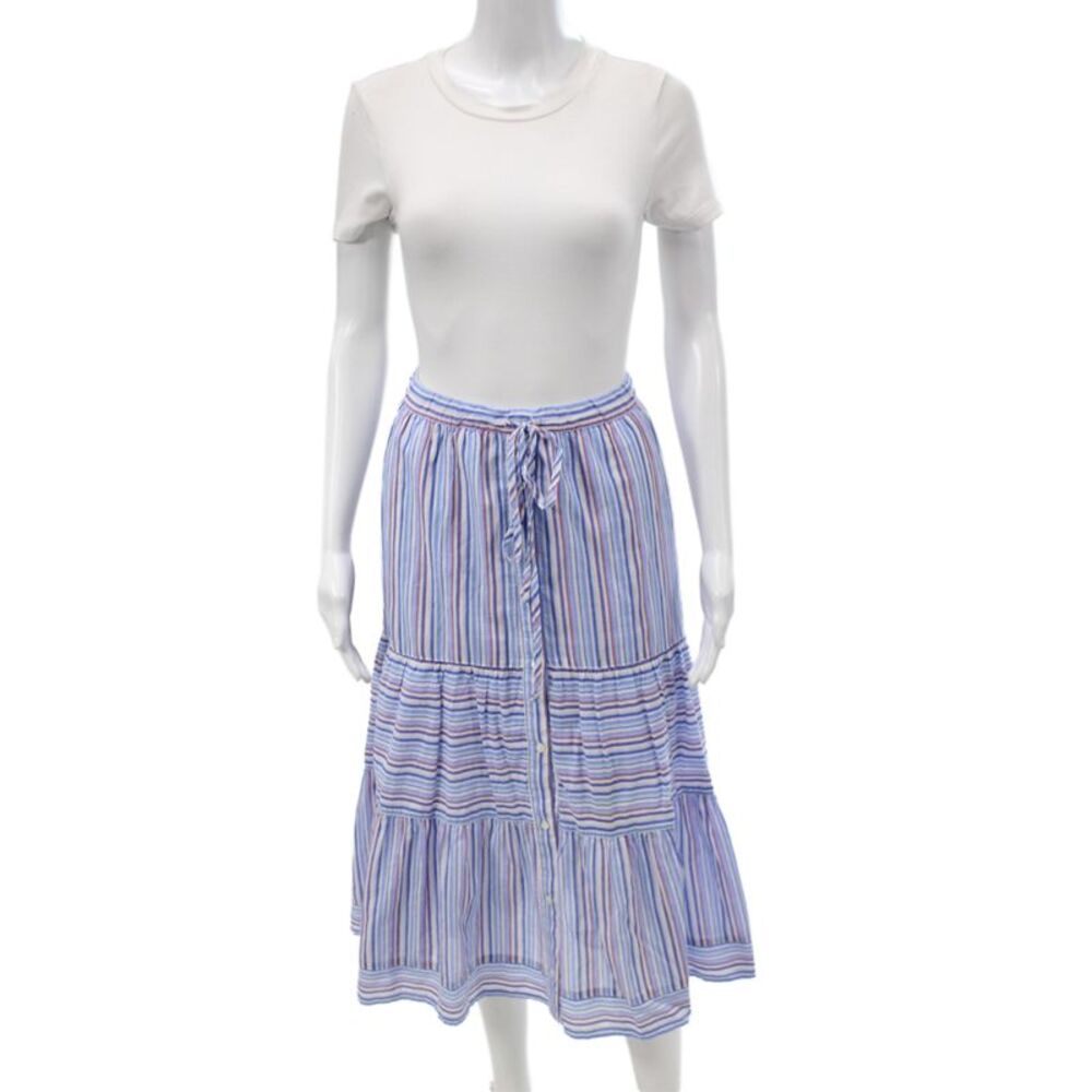 Xirena Womens Peasant Striped Cotton Midi Skirt Size L